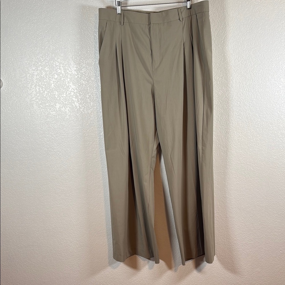 Zara Neutral Wide Leg Pleated Front Trousers Size XXL Career Elevated Casual